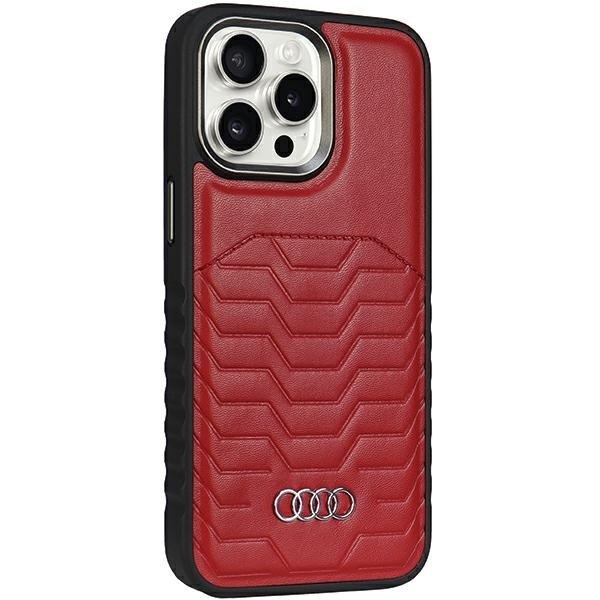 Audi Synthetic Leather MagSafe iPhone 14 Pro 6.1" czerwony/red hardcase